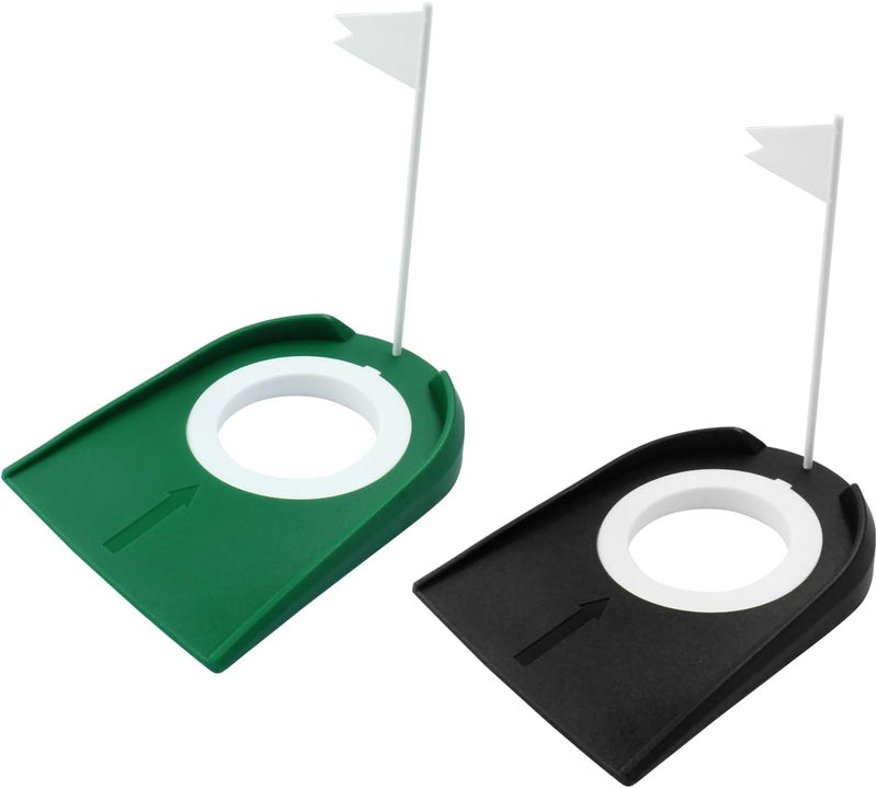 Coufce 2 Pack Practice Golf Putting Cup Hole with Flag Ideal Training Aids for Indoor and Outdoor Golf Practice Sessions - Image 1
